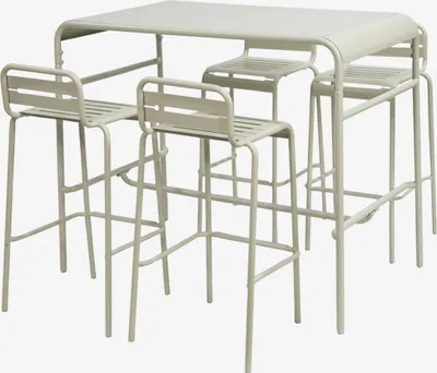Immagine prodotto di Set tavolo alto da giardino in acciaio con 4 sgabelli, 120cm, Beige