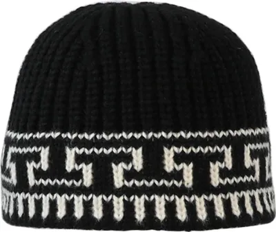 Image de INF Chapeau de pêcheur en tricot jacquard - Chapeau d'hiver chaud à oreillettes Le noir