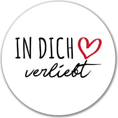 Produktbild von Huuraa Aufkleber In dich verliebt 10cm rund Sticker Geschenkidee