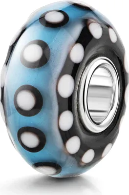 Produktbild von MATERIA by Matthias Wagner Glas Bead blau schwarz weiß Punkte für Beads Armband 506