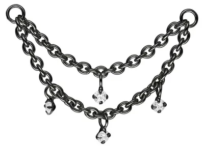 Produktbild von Wildcat Piercingkette - Multilayer Crystal Piercing Connection Chain aus Silber, Körperstelle: Ohr, Nase, Onesize, Schwarz-Kristallklar