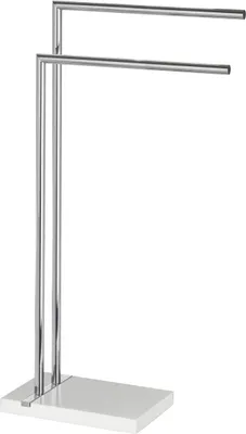 Produktbild von WENKO Handtuch Ständer mit 2 Armen Noble Halter Kleider Stange Freistehend Weiß