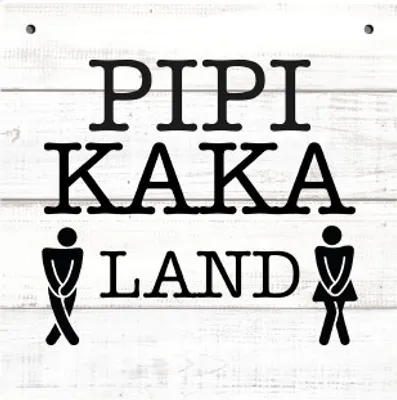 Produktbild von Holzschild "Pipi Kaka Land" bedruckt 20x20cm Deko