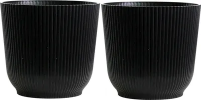 Produktbild von Famanu Blumentopf 18 cm schwarz - Set von 2 - Pflanzgefäße für Innen und Außen - Pflanzkübel aus Kunststoff