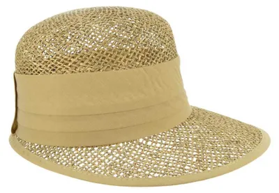 Seeberger Seegras Strohhut Schute mit Kontrasteinfass in beige