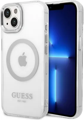 Obrázek produktu pro Guess Guhmp14Shtrms Iphone 14 6.1 Stříbrné/Stříbrné Pevné Pouzdro Metal Outline Magsafe