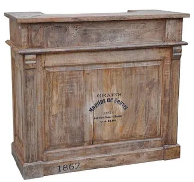Zdjęcie produktu dla Casa Padrino stół barowy w stylu rustykalnym z 2 szufladami naturalne kolory 120 x 50 x wys. 109 cm - Szafka barowa - Lada - Meble w stylu rustykalnym