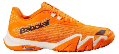 Image de Chaussure de padel BABOLAT JET VIVA M, couleur orange et crème, taille 9,5