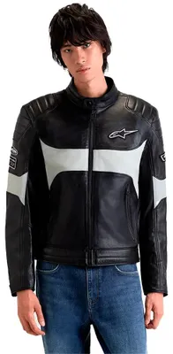 Image de Alpinestars Revern, veste de moto en cuir, noir/gris, taille L