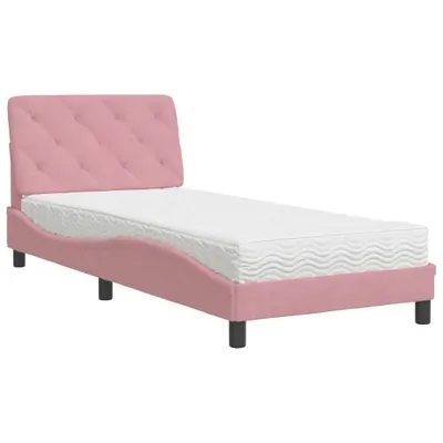 Immagine prodotto di Letto con materasso rosa 90x200 cm in velluto
