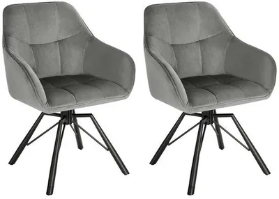 Productafbeelding van Famanu eetkamerstoelen met armleuningen - Set van 2 stuks - Comfortabel - Draaibaar - Donkergrijs