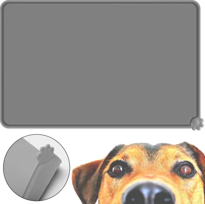 Obrázek produktu pro Podložka pod misku na krmení pro psy a kočky - šedá - 48x30cm - protiskluzová