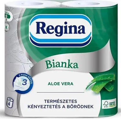 Obrázek produktu pro Toaletní papír v konvenční roli Regina, vůně aloe vera, 3 vr., celulóza, 16,5 m, 4 ks