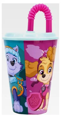 Produktbild von Wiederverwendbarer Kinderbecher mit Deckel und Strohhalm, 430 ml, Paw Patrol