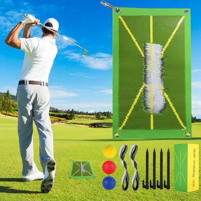 Obrázek produktu pro (25 * 50 cm) golfová tréninková podložka, přenosná podložka pro rozpoznávání švihu, golfová tréninková pomůcka pro vnitřní/venkovní/venkovní použití se 3 míčky