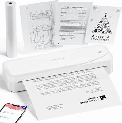 Produktbild von Phomemo M833 Thermodrucker A4 - Mobiler Drucker für Unterwegs Tragbarer Bluetooth 300DPI, 53mm-216mm Druckbreite, Kompatibel mit Handys & Laptops,