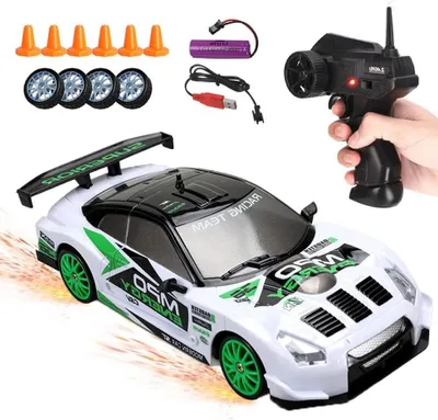 Productafbeelding van RC Driftwagen 1:24 - Radiografisch bestuurbare auto voor volwassenen en kinderen vanaf 6 jaar - 30 km/h - 4WD met LED-verlichting