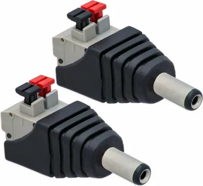 Produktbild von 2X DC Hohlstecker 5,5mm >2,1mm auf Terminal Block 2-Pin Stecker Adapter Druckklemme