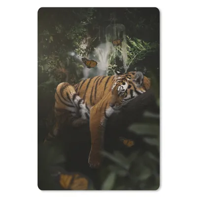Produktbild von MuchoWow® Mauspad Mousepad Tiger - Dschungel - Schmetterling 18x27 cm - Mousepads - Maus Mat - Pad - Mausunterlage