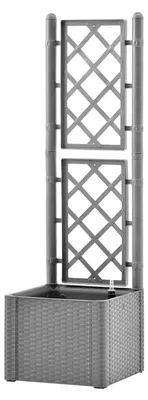 Produktbild von Garten Hochbeet mit Spalier Selbstbewässerungssystem Gartenspalier Rankgitter Rankhilfe Pflanzkasten Blumenkübel Pflanzkübel Grau