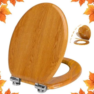 Produktbild von Toilettsitz aus Holz, geräuschlos, antibakteriell, Eichenholzgelb