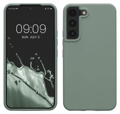 Produktbild von kwmobile Handyhülle für Samsung Galaxy S22 Hülle - Case Silikon - Kabelloses Laden - Schutzhülle Cover in Rainwashed Grün