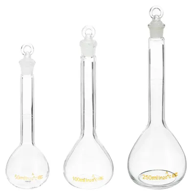 Volumenflaschen 50/100/250 ml, Borosilikatglas 3.3, transparent