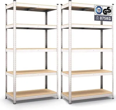 Immagine prodotto di Scaffale in acciaio per cantina e garage, portata 875 kg, in 2 parti, per carichi pesanti