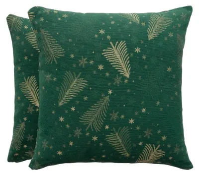 Kissenbezüge 2er-Set 45x45 cm Jacquard Weihnachten Grün