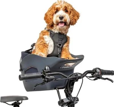 Produktbild von Fahrradkorb für Hunde - Hundebett Fahrrad - Fahrrad zusammen - Preisgekröntes Design - Bis zu 12kg - Grau