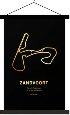 Produktbild von MuchoWow® Textilposter Rundkurs - Zandvoort - Gold 40x60 cm mit schwarzem Rahmen - Wanddekorationen
