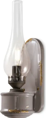 Produktbild von Wandleuchte Metall Glas H: 33 cm Taupe Shabby Antik E14 Jugendstil Wandlampe