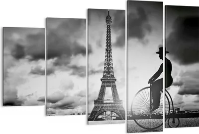 Produktbild von Bild auf Leinwand - Leinwandbild - 5 Teile - Paris Gentleman Fahrrad - 150x100cm - Wand Bild - Wanddeko - Wandbilder - Leinwanddruck - Bilder - Wanddekoration - Leinwand bilder - EG150x100-4204