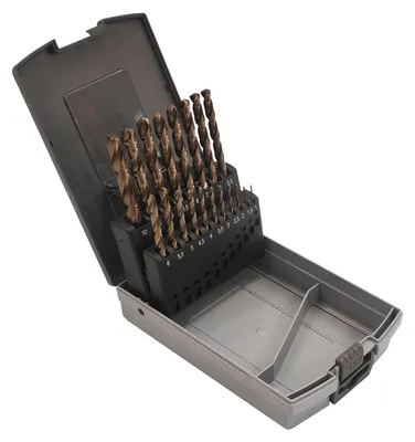 Produktbild von HSS-E M35 Präzisionsbohrerset, 19 Stück, 1-10 mm