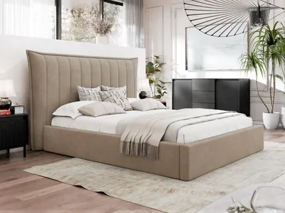 Obrázek produktu pro Manželská čalouněná postel 160x200 AMOL - béžová