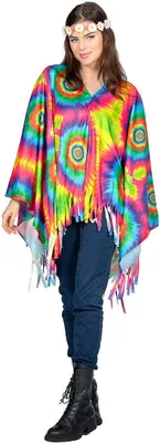 Produktbild von Regenbogen Batik Poncho - Hippie Kostüm Fasching