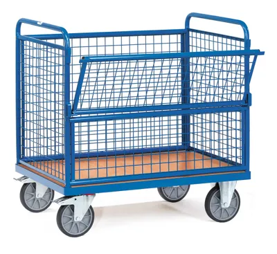 Image de Chariot à caisse métallique jusqu'à 500 kg avec grille métallique, modèle 1
