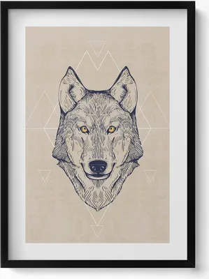 Produktbild von Wolfskopf– Wandbild mit Rahmen – Gerahmtes Bild  – Wanddekoration – 50x70 cm –  Schwarz Rahmen