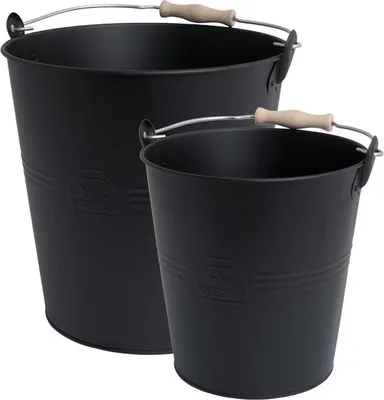 Produktbild von Redecker Eimer 2er Set, 5+10 l, schwarz, mit Holzgriff