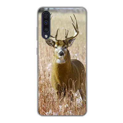 Produktbild von MuchoWow® Handyhülle Schutzhülle Hülle für Samsung Galaxy A30s Hirsche - Gras - Herbst - Tiere - Natur - Geweih Silikon Softcase Handy Hülle - Karteninhaber