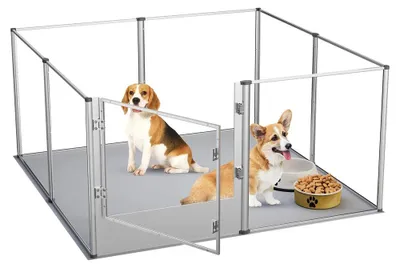 Immagine prodotto di Gabbia per cani in acrilico - Kennel per cani - Box per cani - Gabbia trasparente per cani - Cuccia per cuccioli - e recinto giochi - 120x120x61 cm