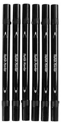 Image de Stylos textiles double pointe, couleur noire - 6 pièces.