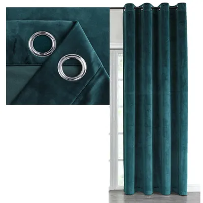 Produktbild von SAMT Vorhang Ösen PETROL 140x245 cm Velvet Gardine Verdunkelnd Blickdicht