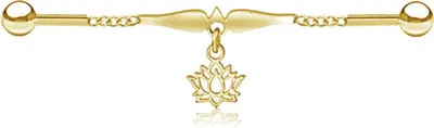 Produktbild von viva-adorno Industrial Piercing Scaffold Kette Anhänger Lilie Lotus Ohr Piercing gold silber Z595, Lotus gold