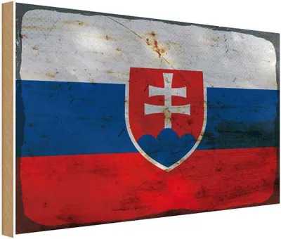 Produktbild von vianmo Holzschild 12x18 cm Slowakei Slovakia Rost Flagge Fahne Wappen