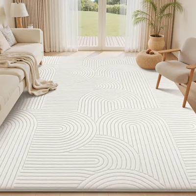 Weicher Wohnzimmer-Teppich, cremeweiß, 240x300 cm