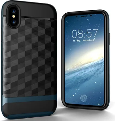 Produktbild von Hülle für Apple iPhone X / 10 Backcover Case Handy Schutzhülle - Cover 3D Prisma Design Navy Blau