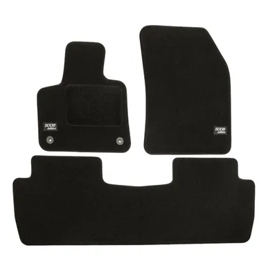 Image de J&J Automotive | Logo Tapis De Sol Noir Velours Sur Mesure Pour Peugeot 5008 2017-2024 3pcs, Base Antidérapante, Tapis conducteur renforcé