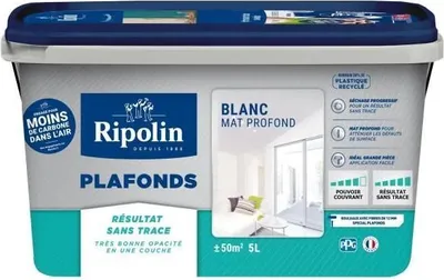 Zdjęcie produktu dla Deckenfarbe - Mattweiß - Spurlos - RIPOLIN - 5L