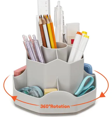Stiftehalter rotierend, 9 Fächer, 360° drehbar, Grau